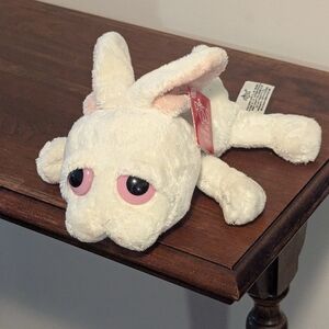 Russ Bunny Plush Lil Peepers White Pink Rabbit Stuffed Animal Big Eyes 9 Inch.